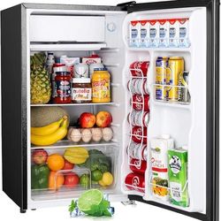 Upstreman 3.2 Cu.Ft Mini Fridge with Freezer, Single Door Mini Fridge, Dorm Fridge, Adjustable Thermostat, Mini Refrigerator for Bedroom, Office, Dorm