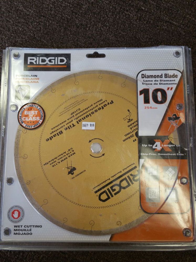 Ridgid 10 inch Diamond blade for wet cutting force