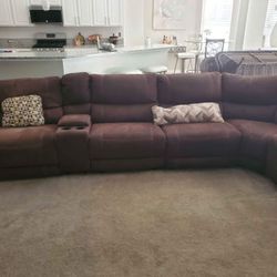 Brown Suede Sectional Couch