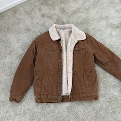 Brown cozy sherpa lining and colla for boy size 10-12