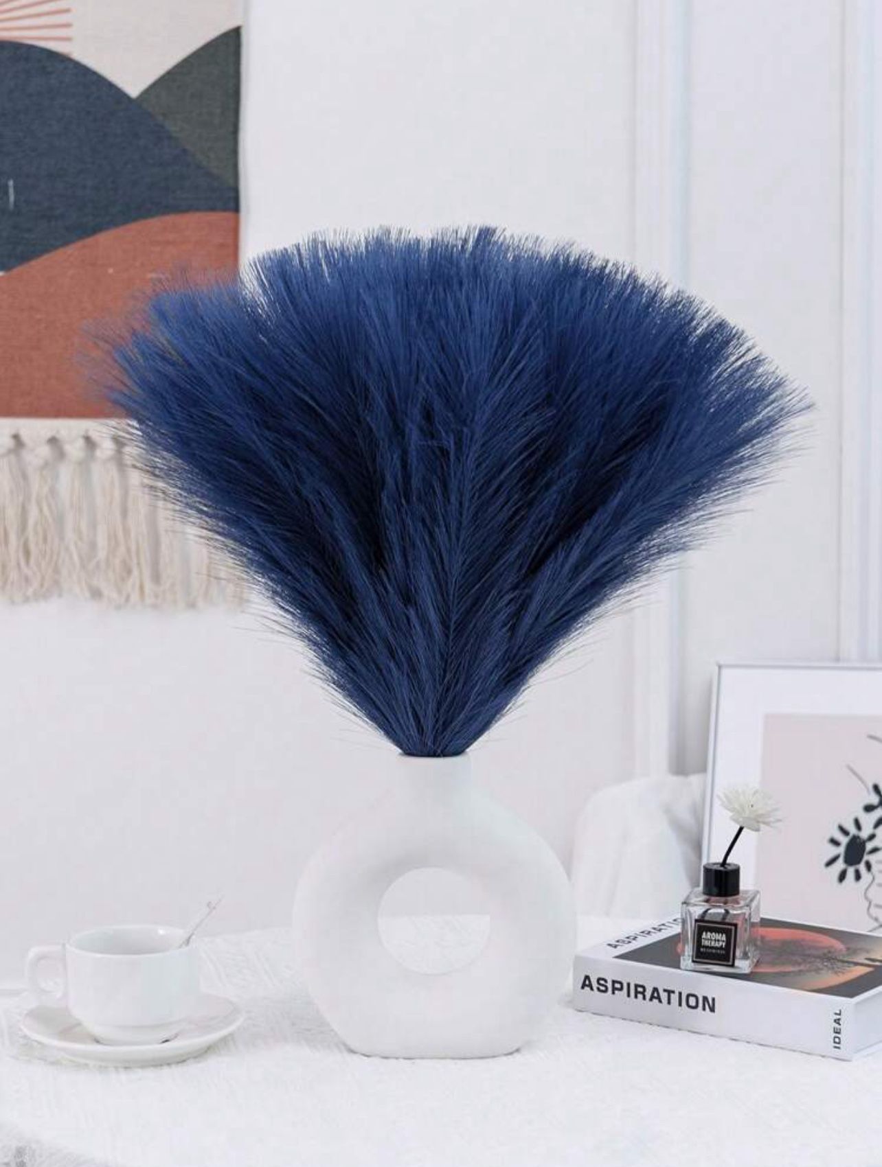 10pcs Elegant Artificial Pampas Grass Reed -  Polyester Fabric Made Soft And Fast, Modern Simple Nordic Style,Bohemian Style - For Home Decoration, Va