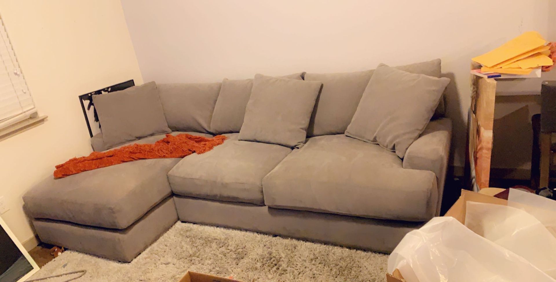 Grey Sofa with chaise- W/Macy’s 5 year warranty