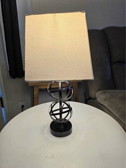 Metal Orb Table Lamp with Fabric Shade