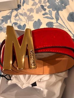 Moschino Red Velvet Leather Belt