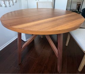 Mid-Century Modern Round Wood Dining Table