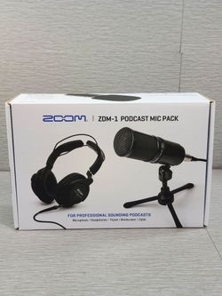 Zoom ZDM-1 Podcast Mic Pack with Dynamic Microphone, Headphones, Tripod - New