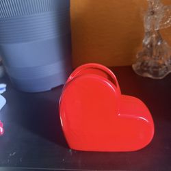 Vintage Bright Red Heart Vase