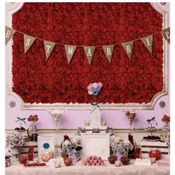 Pared De Flores Rojo 24x16 Pulgadas 