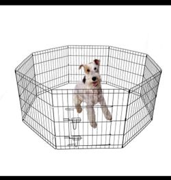24”x 24” Pets Foldable Metal Dog Exercise Pen / Pet Playpen, Black with Door  Secure double latch step-through door access, Exercise Pen / Pet Playpen