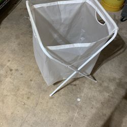 Folding White Laundry Basket 