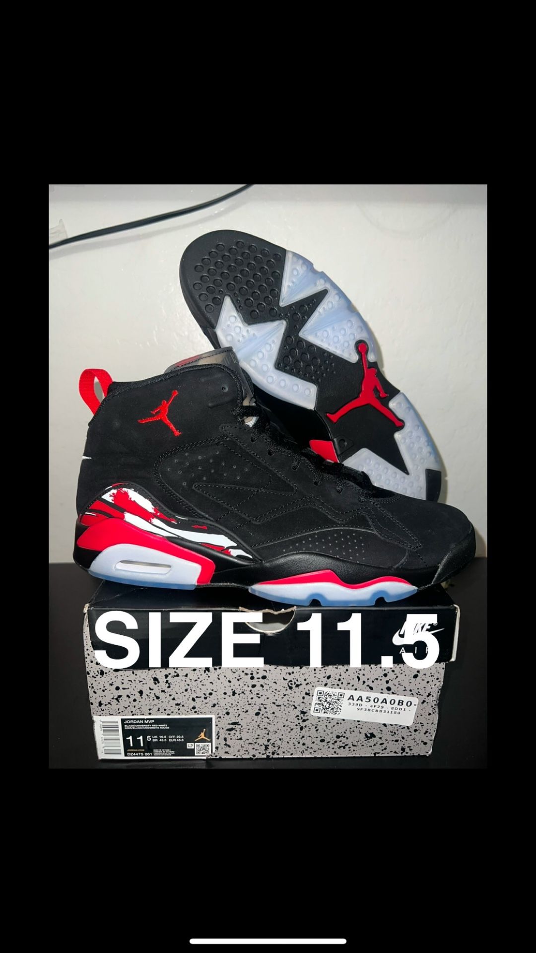 Jordan MVP Size 11.5 Black Varsity Red New Tried On