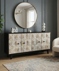 60” TV STAND BUFFET WOOD BLACK WHITE