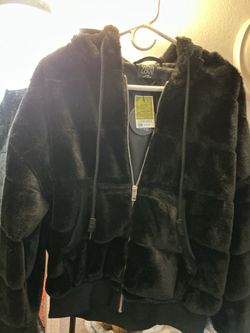 With Love Faux Fur Zip-Up Hoodie
