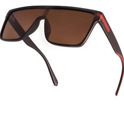 UV400 Sport Oversized Sunglasses for Women Men, Square Trendy Flat Top Sunglasses