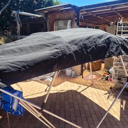Heavy Black Canvas Bimini Top