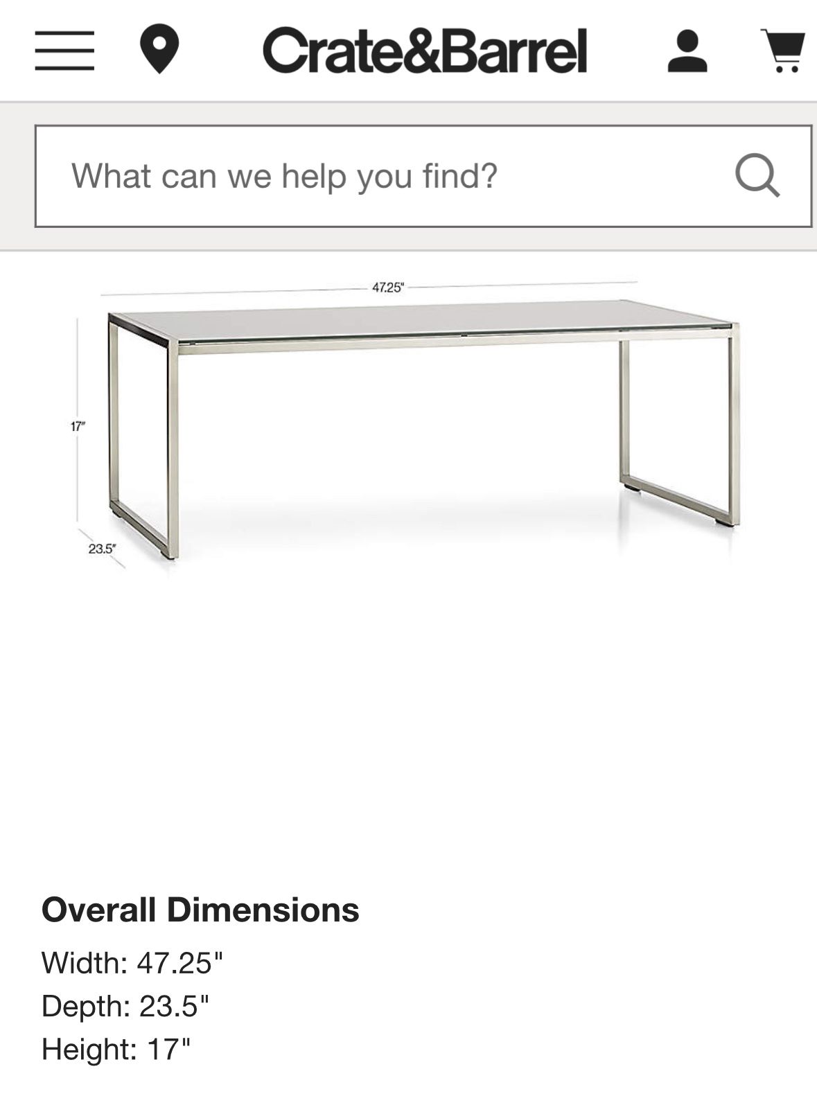 Coffee Table Crate And Barrel “Dune”