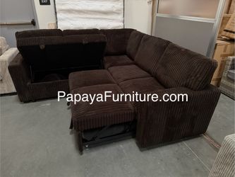 New Chocolate Sectional Sofa Bed, Sleeper spa, Plush Corduroy Sectional Sofa, Sofabed, Sofa Bed, Sectional Sofa With Pull-out Bed And Storage USB . 