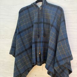Vintage Wool Cape/poncho With Hood