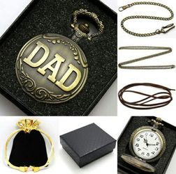DAD Pocket Watch Pendant with Pocket Chain Necklace/Leather Straps