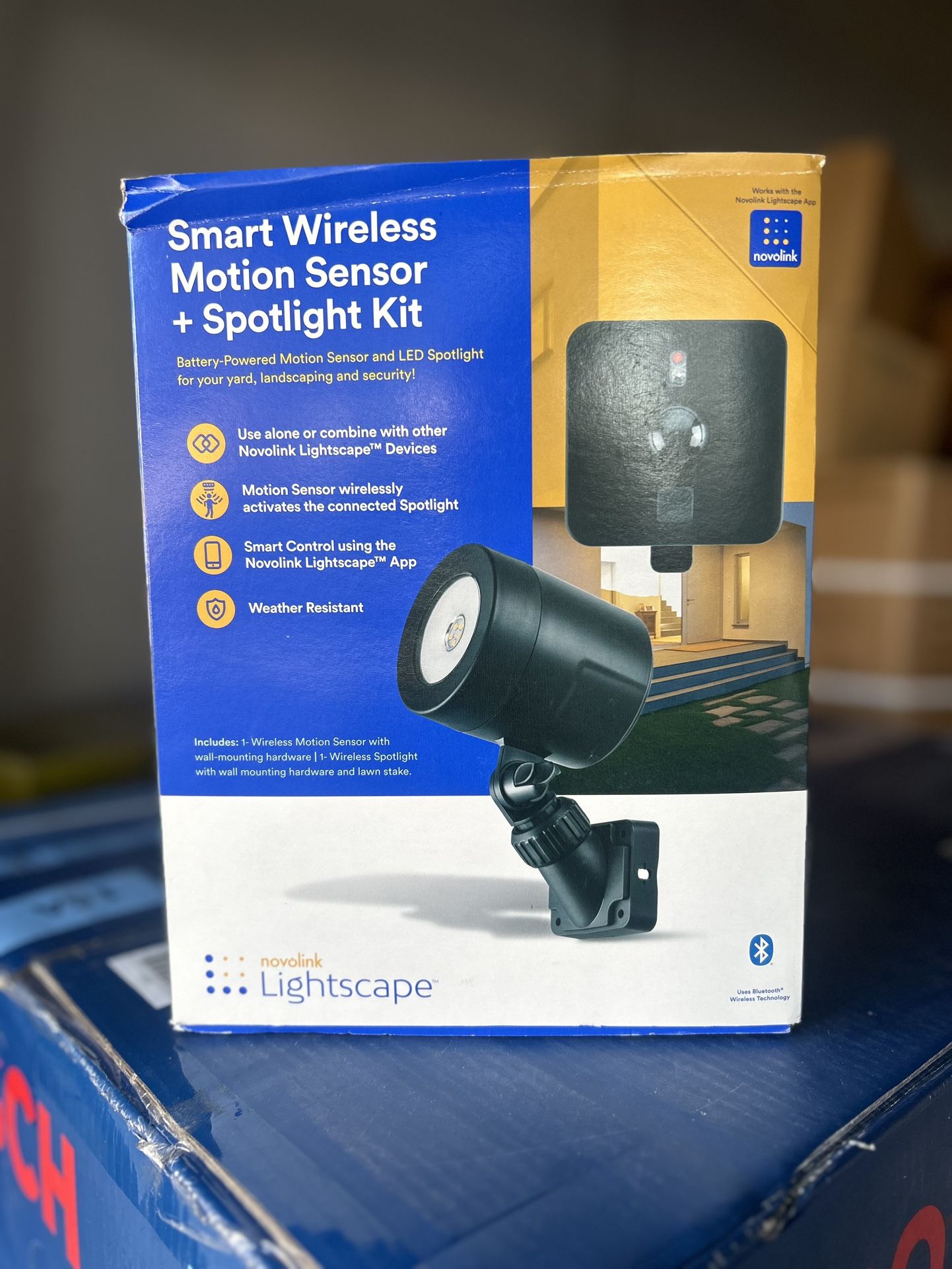 Novolink Wirelessly Connected Battery Operated Black LED Spotlight with Outdoor Motion Sensor