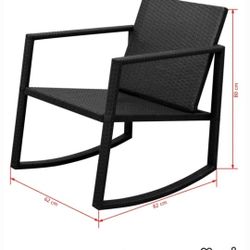 SET OF 2 BLACK RATTAN ROCKER CHAIRS