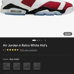 Jordan 6 Retro (GS) Sz 5.5 Y