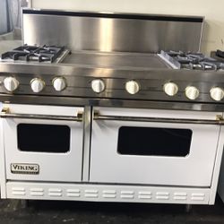 Viking 48”Wide All Gas Range Stove In White With Griddle 