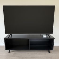 black tv stand with shelving