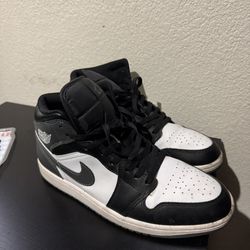 10.5 High Top Jordan 1 Mid Black White Iron Grey