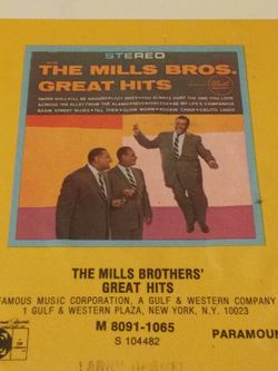 VINTAGE Gold 1972 "THE MILLS BROTHERS GREATEST HITS" 8 TRACK CASSETTE