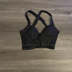 Fashion Nova Denim Corset Blue