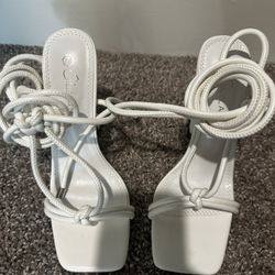 Lace Up Heels White 