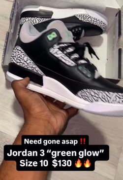 Air Jordan 3 Green Glow Size 10