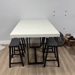 Quartz Bar Height Table 5 X 3 With Rod Iron Base