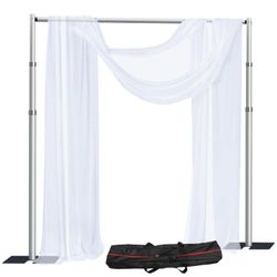 SLOW DOLPHIN 10x 10ft Pipe And Drap Backdrop Stand Kit,Heavy Duty Adjustable Frame Backdrop Stand For Event, Birthday Party, Displays And Wedding Deco