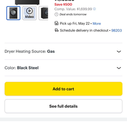 🔥 BRAND NEW LG 7.4 Cu Ft Smart Gas Dryer – Steam – Black Steel – $500 FIRM 🔥