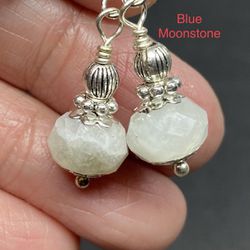 Blue Moonstone Genuine Stone Handmade Earrings 