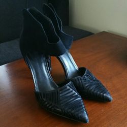 Sigerson Morrison Designer 10 Nira Leather Suede Black Heels