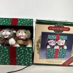 Vintage 1998 Mr. Christmas CAROLING KITTENS Gift Box Motion Activated Singing