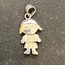 Girl Sterling Silver 925 Pendant/Charm- Flexible