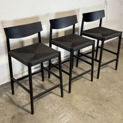 Sundays Dinner Guest Counter Stool (Set of 3, Black Oak/ Black Papercord)
