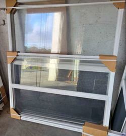 White Vinyl Double-Hung Window with Screen