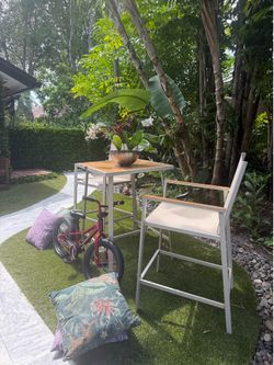 Modern Outdoor Patio Bar Set – Table & 2 Bar Chairs