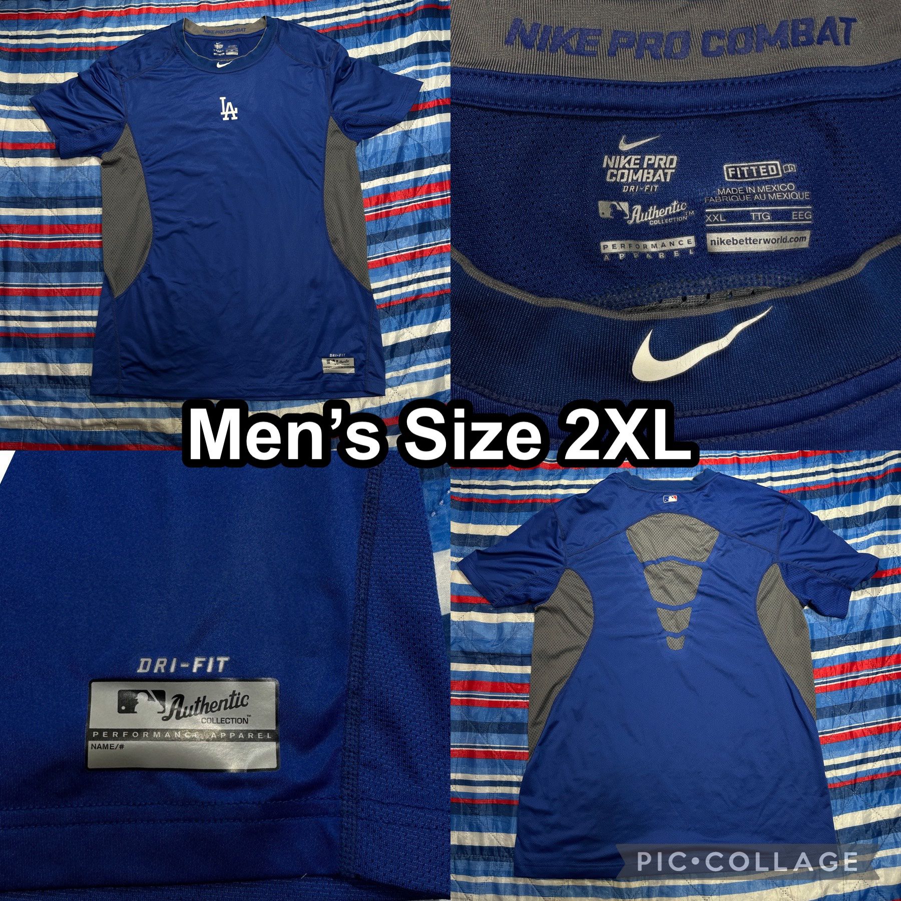 Nike Pro Combat LA Dodgers Baseball Blue Athletic Fitted Shirt Men 2XL  Dri-Fit for Sale in Ontario, CA - OfferUp