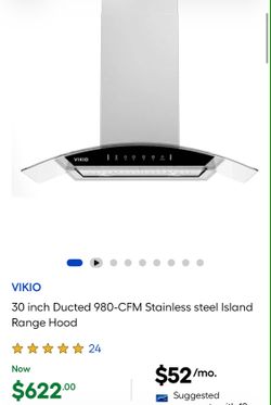 New VIKIO 30-Inch Stainless Steel Island Range Hood