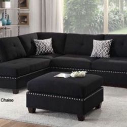 New Black Or Gray Sectional And Ottoman With Reversible Chaise Sofa Couch 