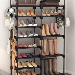 Shoe Rack Organizer, 8-Tier Metal Shoe Rack for Closet Entryway Garage, 26-32 Pairs Tall Shoe Boot Storage 