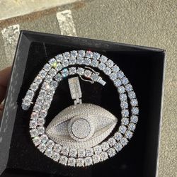 Evil Eye 3D Moissanite Lab Diamond Pendant 