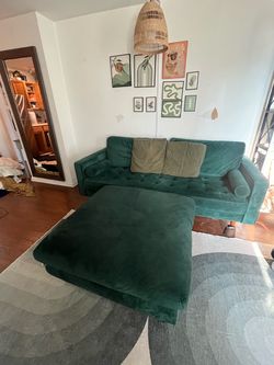 Forest Green Couch and Large Chaise