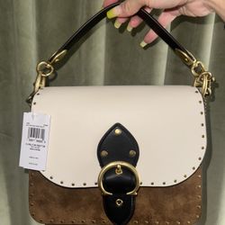Coach Color Block Beat Shoulder Bag With Rivets